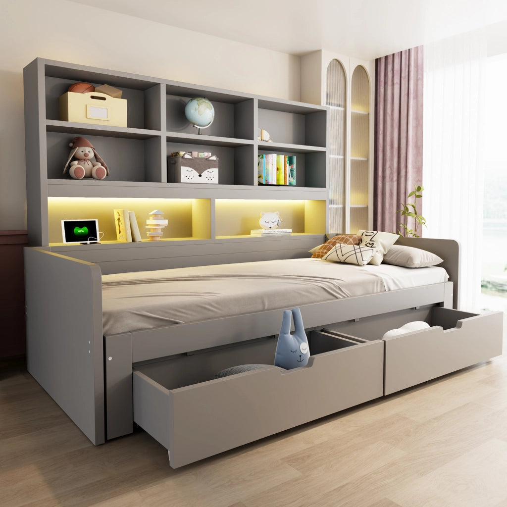 letto multifunzione mdf grigio 204 x 204 cm