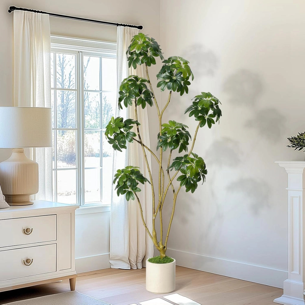 Pianta Finta da Interno ed Esterno 180 cm Multitronco con Vaso e Muschio