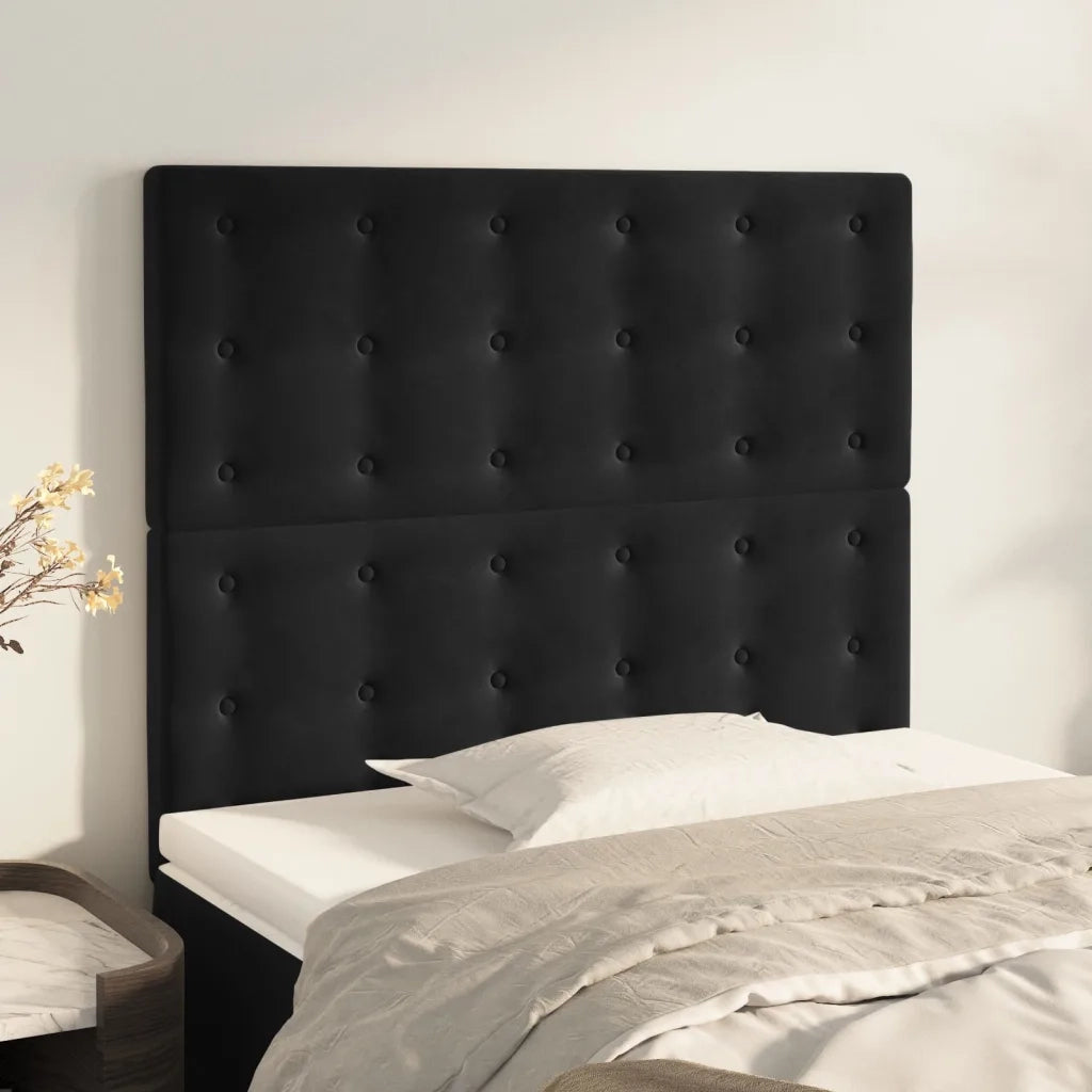 Testiera | Testata Nera 90x5x118/128 cm Velluto