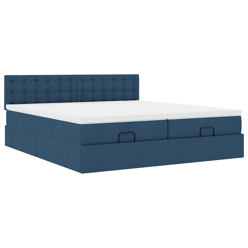 Struttura Letto Pouf con Materassi Blu 180x200cm in Tessuto 3312891