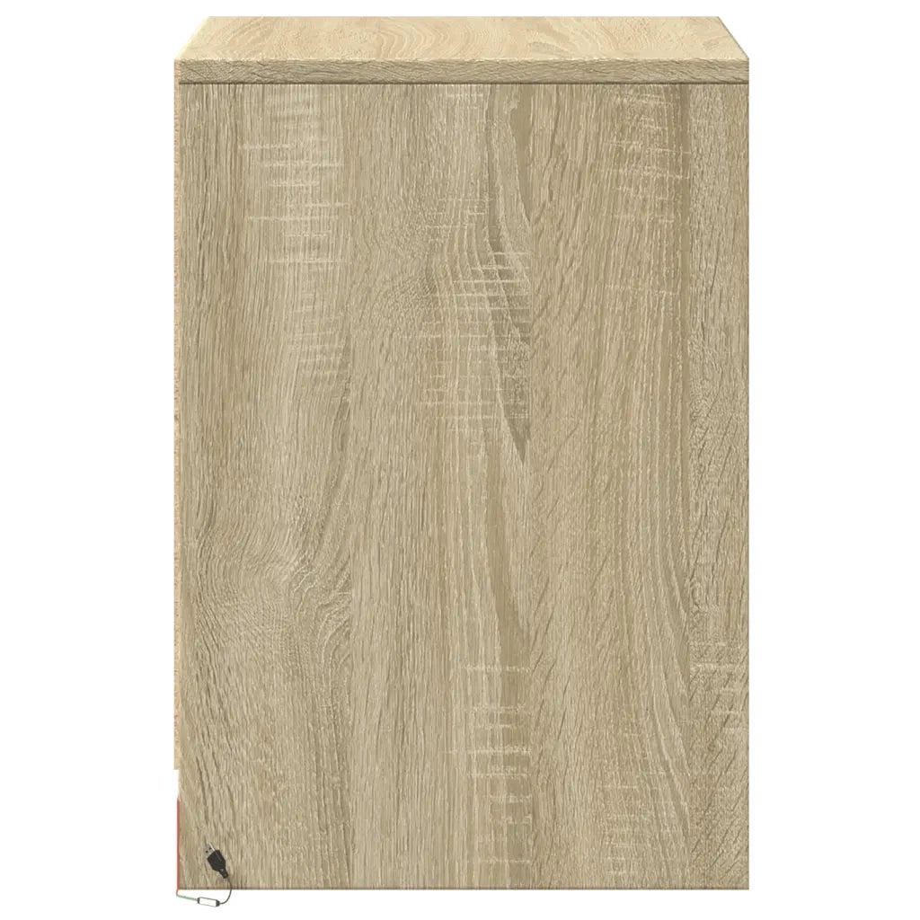 Comodini con Luci LED 2pz-Set di 2 Tavolino da notte Rovere Sonoma in Legno Multistrato 588525