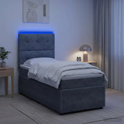 Letto Box Spring LED con Materasso Grigio Scuro 100 x 200 cm 3456012