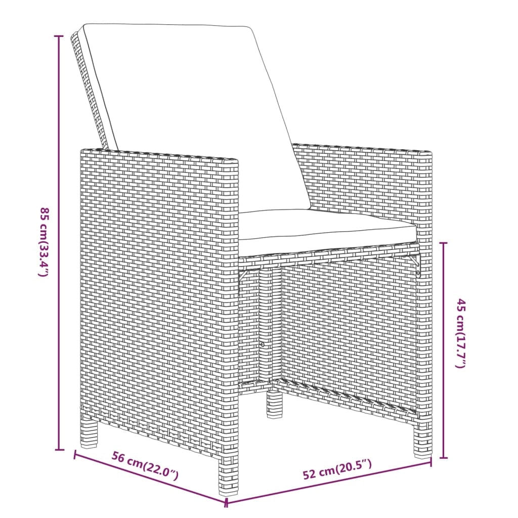 Set da pranzo da esterno in vimini nero composto da 9 pezzi con mobili e cuscini 02_0014478