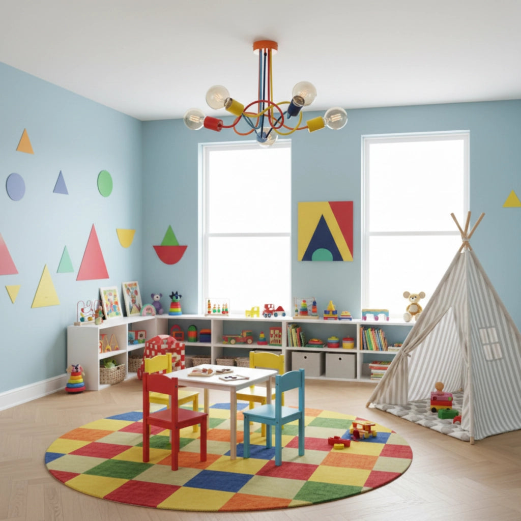 Plafoniera loft multicolor in metallo 5xE27 15W Wingo Alfa