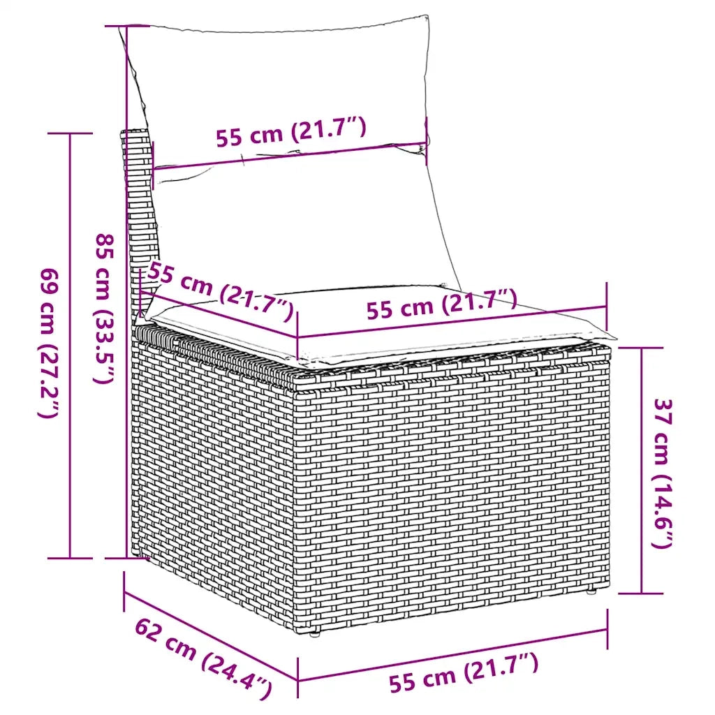 Set Divano Giardino 4 pz con Cuscini-Sofa da Giardino-Divanetto da esterno Marrone Polyrattan Acacia 103148