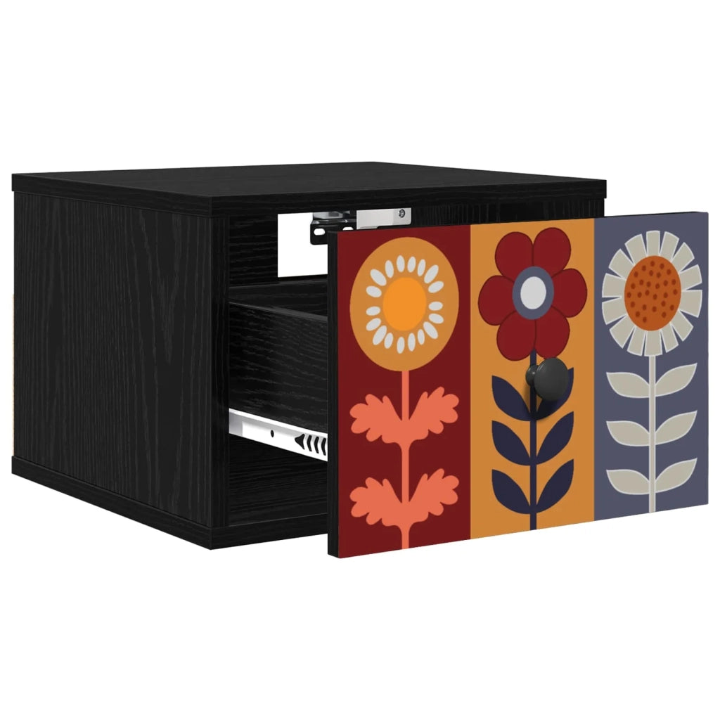 Mobiletto da comodino a parete ESSEN Rovere Nero 8007483
