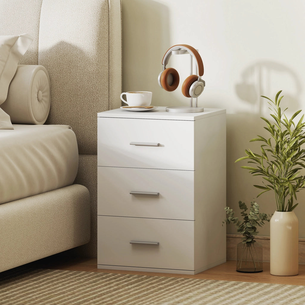 Comodino con 3 cassetti ¨C Xylo ¨C MDF bianco