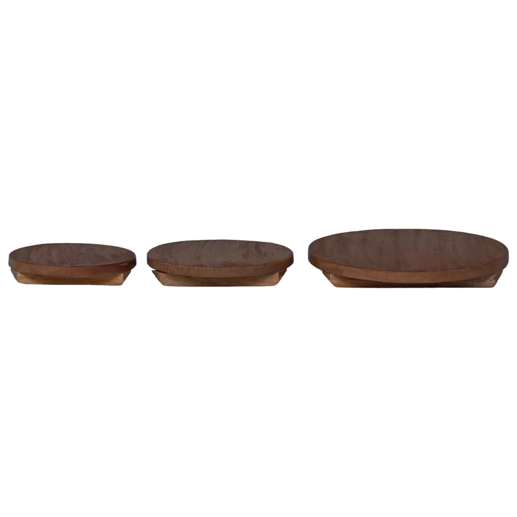 Set di 3 sgabelli per piante rustici da esterno 29 x 29 x 3,5 cm in legno di mogano marrone 02_0058962