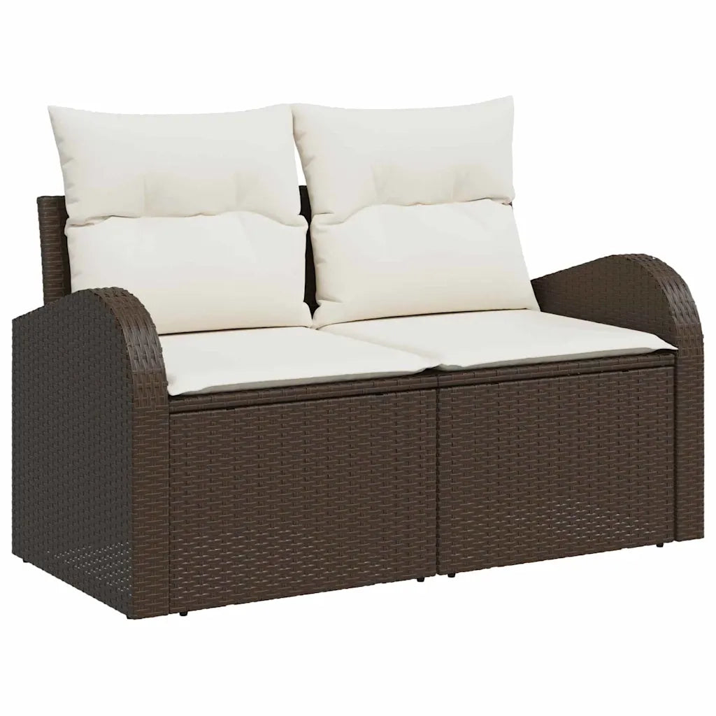 Set Divano da Giardino con cuscino 9 pcs Marrone e Crema