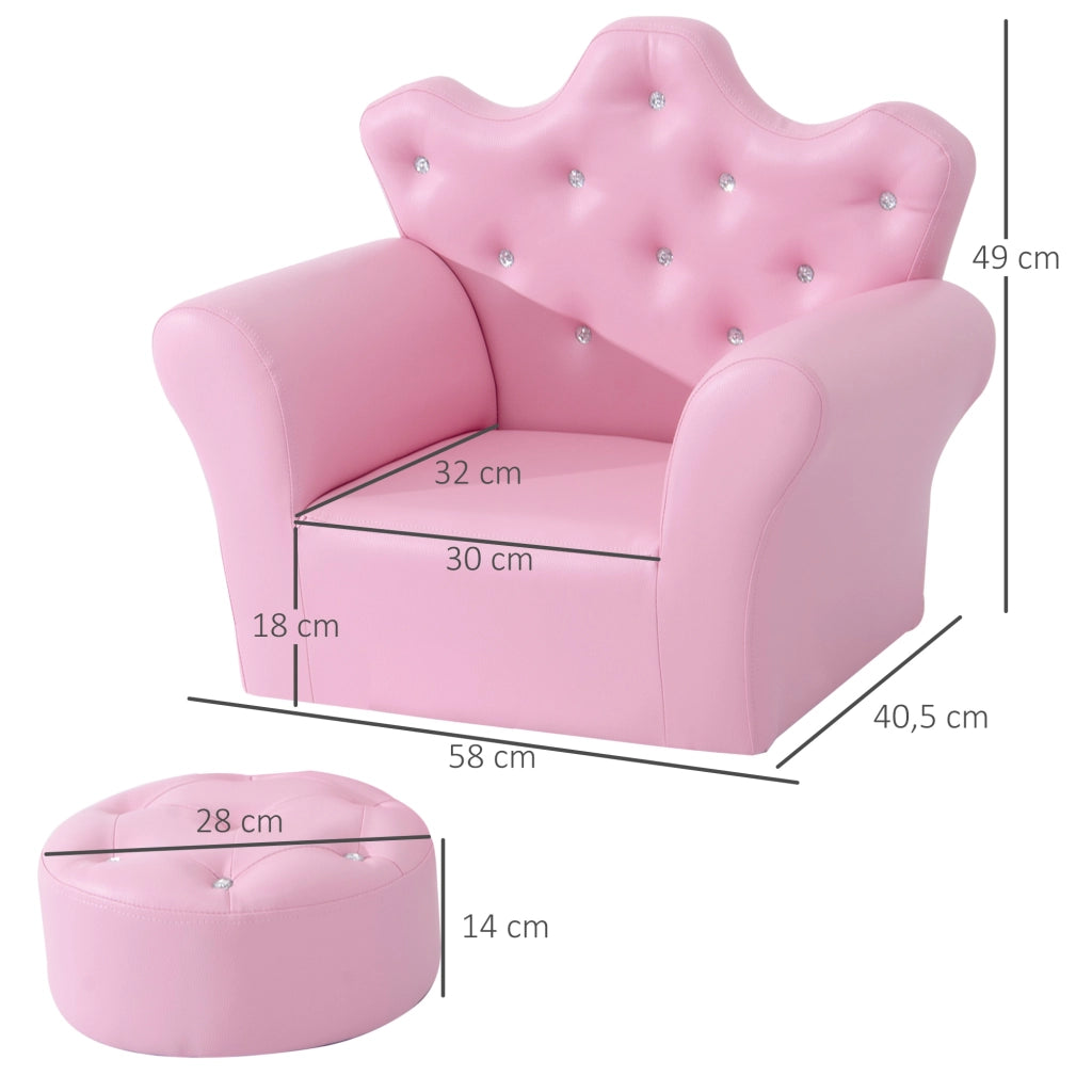 Divano per bambini con pouf ¨C zephmum ¨C rosa
