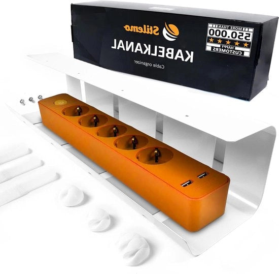 Set di gestione cavi per scrivania - Set di 2 - Bianco - 43 x 12 x 10 cm