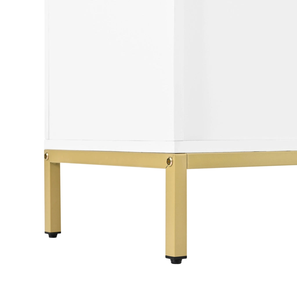 Scarpiera 80x35x103 cm con LED, 2 cassetti e ripiani regolabili in MDF bianco