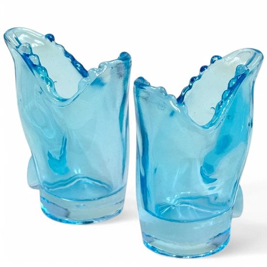 Set di bicchieri da bar 2 pezzi a forma di squalo - colore blu turquesa - altezza 8 cm - robusto - design decorativo - bicchieri per shot