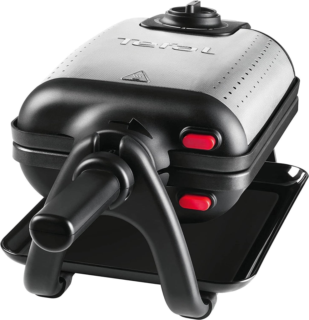 Tefal WM756D Piastra per Waffle 2 waffle rettangolari 1200W piastre rimovibili antiaderenti lavabili in lavastoviglie termostato regolabile colore Nero Acciaio Inossidabile