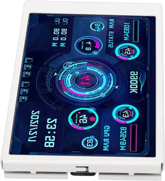 Monitor di Temperatura per Computer, Pannello di Sensore da 3,5 Pollici, per CPU RAM Disco Rigido - Schermo Secondario per PC (Bianco)