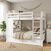 Letto a castello 90x200 ¨C Minimal ¨C bianco in legno con 2 cassetti