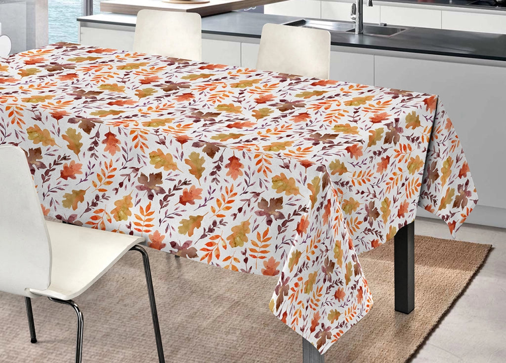 Tovaglia Tavolo Cucina Copritavola Digitale 100% Cotone Foglie Al Vento SV - 145x190 - Foglie Al Vento