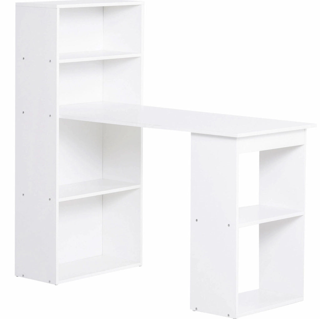 Scrivania bianca con ripiani 120x55x120 cm per ufficio e casa