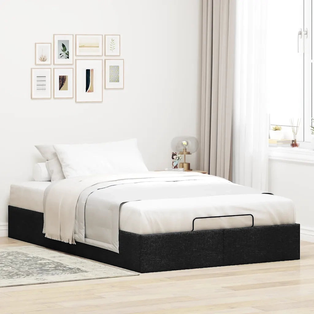 Struttura Letto Pouf senza Materasso Nero 120x190 cm in Tessuto