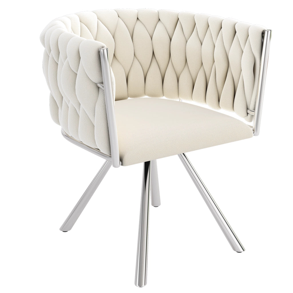 Sedia da Pranzo Girevole in Velluto ¨C Xylo ¨C Beige, Gambe in Metallo, Set 4 Pezzi