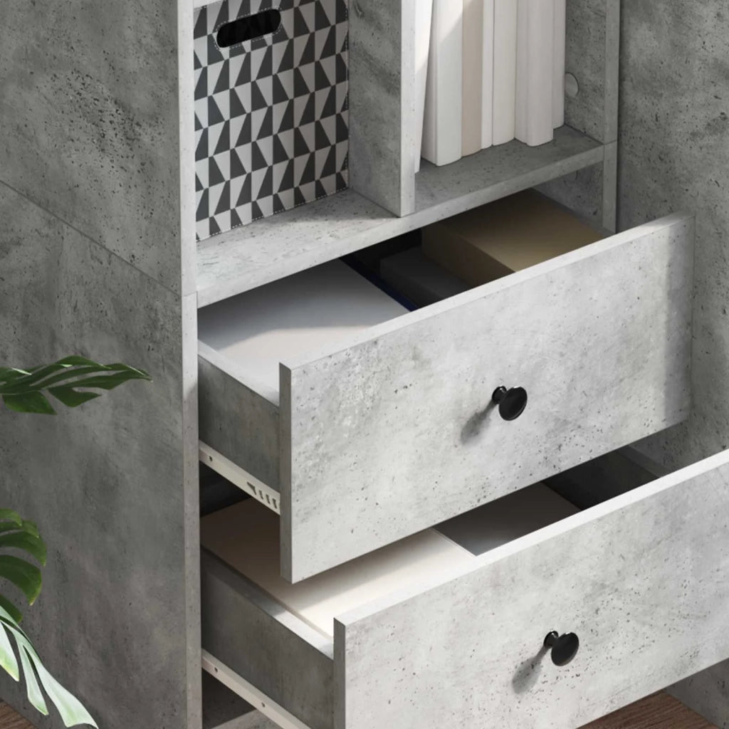Credenza | Madia | Buffet da pranzo | Armadio da pranzo con cassetto Grigio cemento 45,5 x 34 x 127 cm