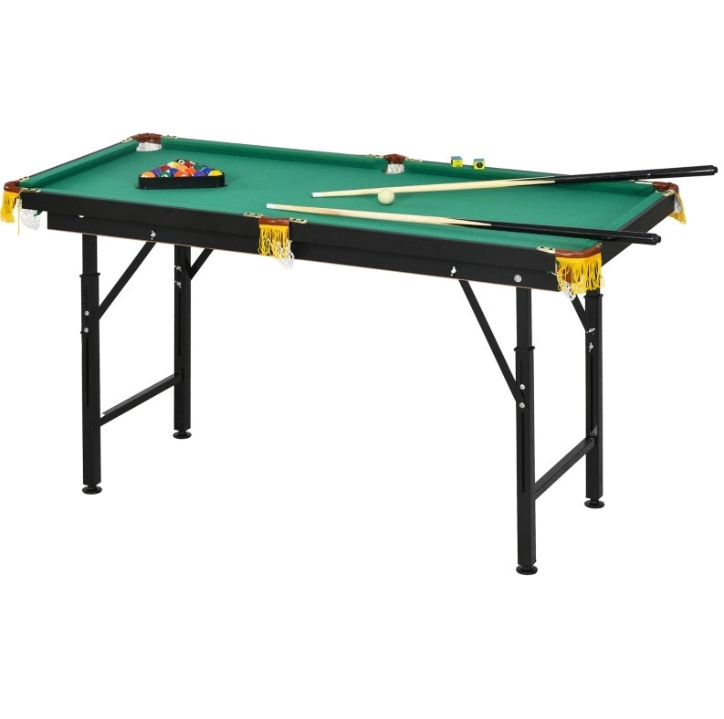 Tavolo da biliardo ULEVR pieghevole e regolabile in altezza 140x63 cm con set completo, verde