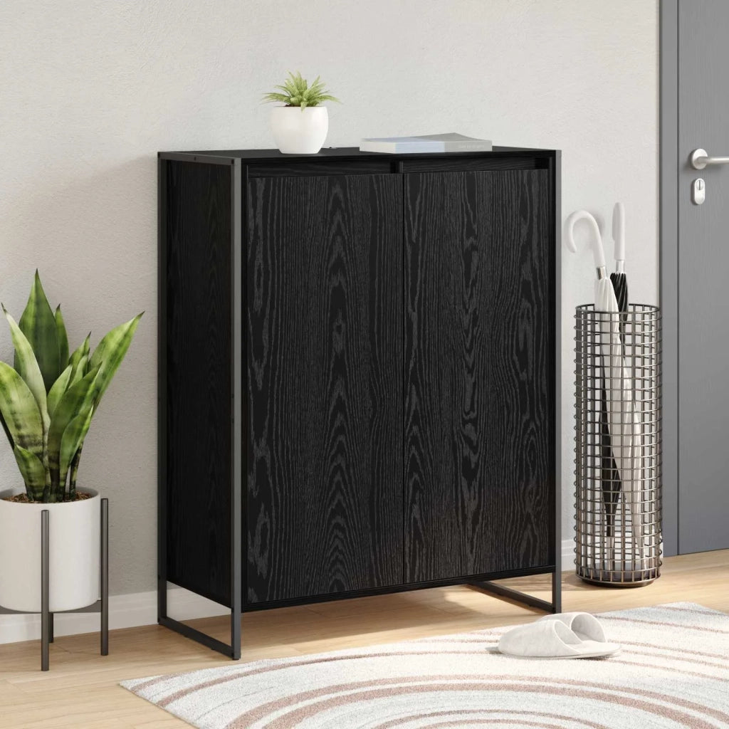 Mobile per scarpe con porta Rovere Nero 79 x 36 x 100 cm 886462