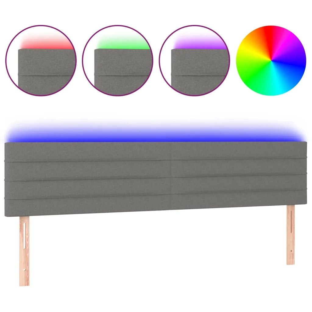 Testiera a LED Grigio Scuro 180x5x78/88 cm in Tessuto 3121767