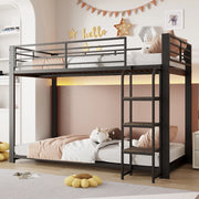Letto a castello in metallo con scale in MDF 204x115x145 cm nero