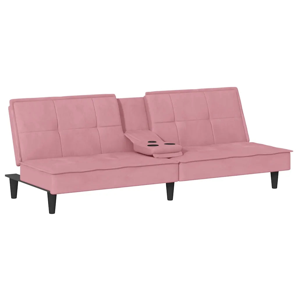 Divano letto | Sof¨¤ letto | Letto singolo con Portabicchieri in Velluto Rosa
