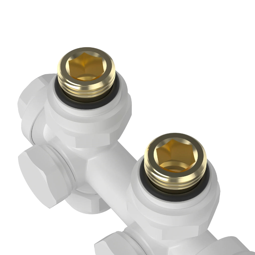 Valvola termostatica kit multiblocco per radiatore ottone bianco 03_0011133