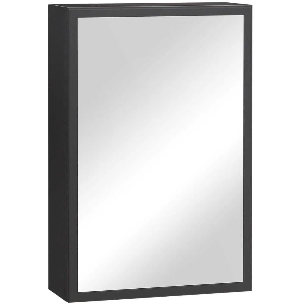 Armadietto bagno sospeso con specchio nero 40x15x60 cm