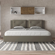 Letto imbottito Matrimoniale 180x190 cm Appia - Similpelle,Cappuccino,Con rete