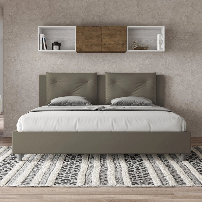 Letto imbottito Matrimoniale 180x190 cm Appia - Similpelle,Cappuccino,Con rete