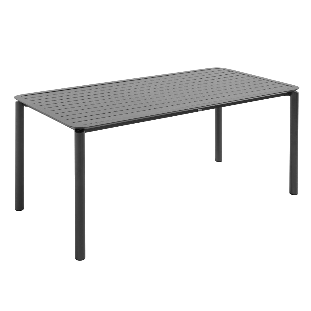 Oviala - Tavolo da patio quadrato (185 x 92 cm) e 8 sedie nere