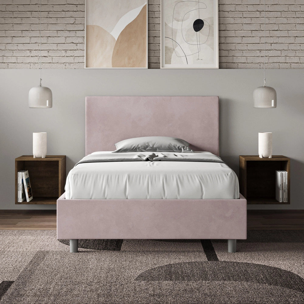Letto Singolo 80x200 cm con Rete e Contenitore Adele Glicine