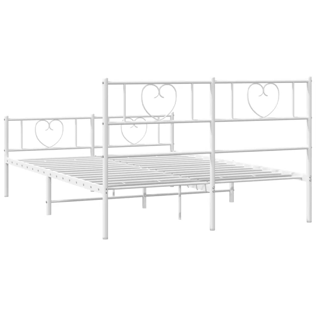 Letto matrimoniale | Letto per adulti | Giroletto con Testiera e Pediera Metallo Bianco 140x200 cm