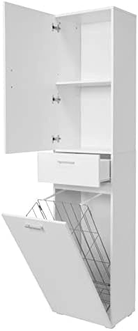A1505008 - Armadio 1 anta + cassetti + porta biancheria bianco