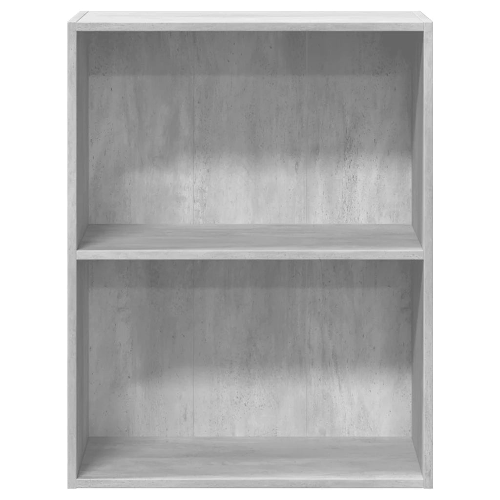 Libreria 2 Ripiani-Scaffale per Libri-Mobile di Stoccaggio Grigio Cemento 60x30x76,5 Legno Multistrato