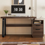 Scrivania marrone 135 x 54 cm in MDF e metallo con cassetto