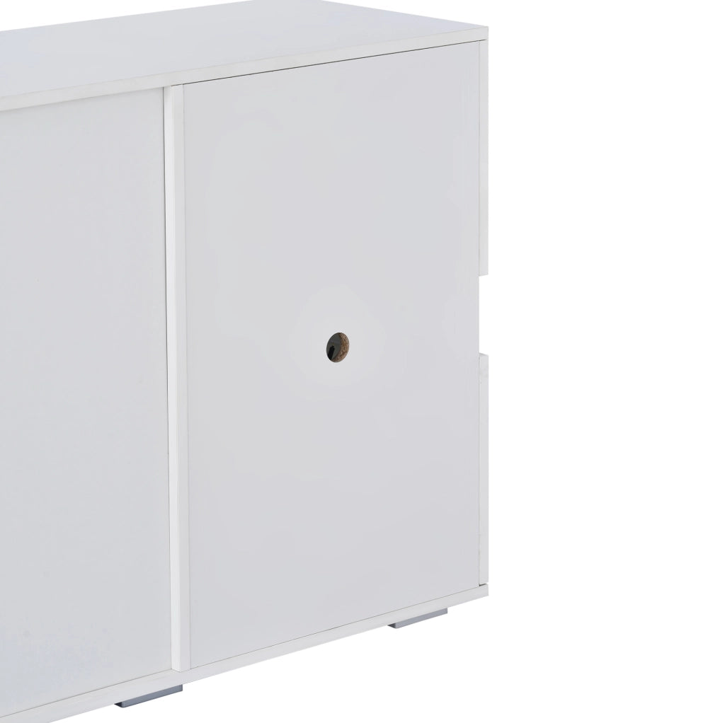 Credenza bianca lucida con LED e 4 cassetti