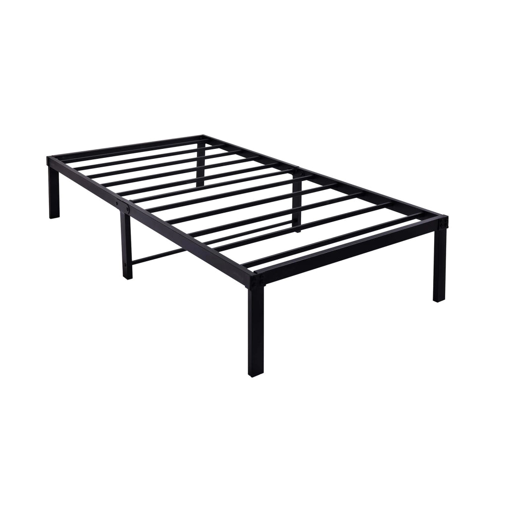 Letto singolo 90 x 200 cm in metallo nero con doghe in acciaio e spazio sottostante