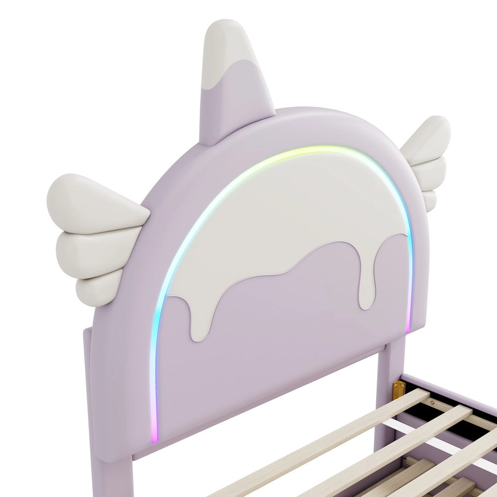 Letto per Bambini a Unicorno con Letto Estraibile ¨C MINIMAL ¨C PU Viola 90x200