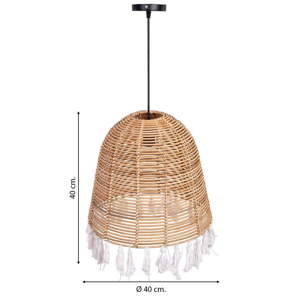 Lampada da soffitto in rattan e cotone marrone D40x40h cm