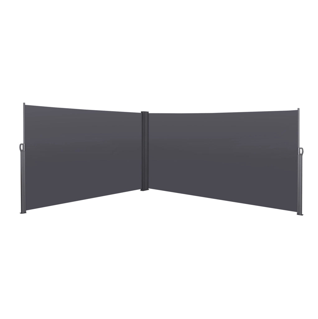 Tenda Laterale Estensibile 200x600 cm per Balcone, Giardino e Terrazza, Protezione Solare e Vento, Colore Grigio