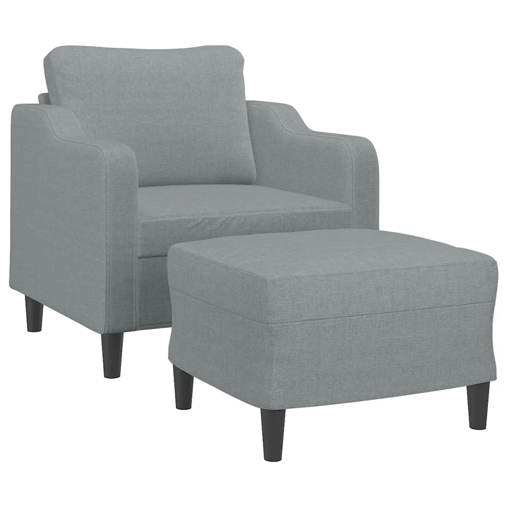 Poltrona | Sedia Relax con Poggiapiedi Grigio Chiaro 60 cm in Tessuto