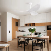 Ventilatore da soffitto ULEVR 96 cm senza luce, 3 pale ABS bianche, motore DC reversibile con telecomando