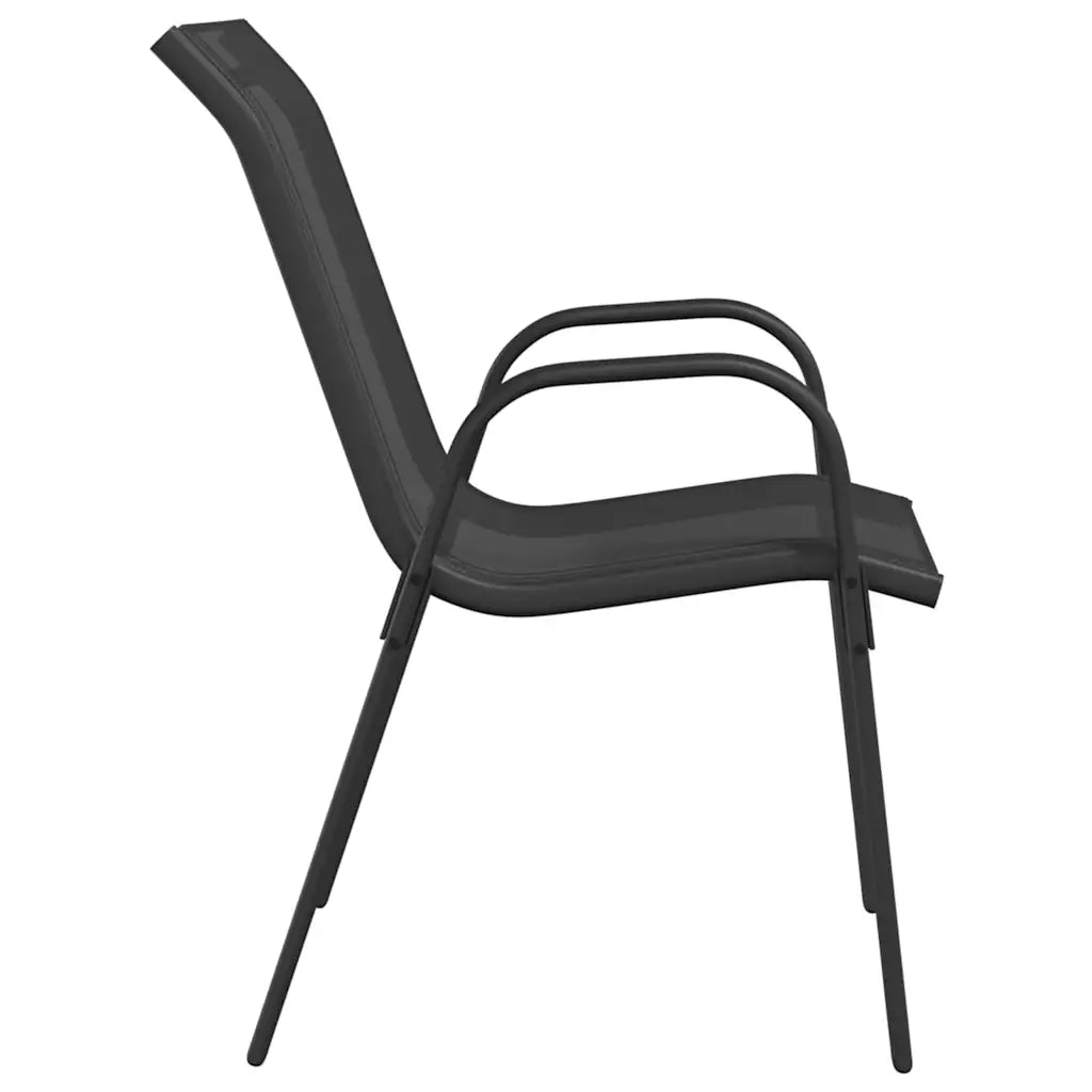 Sedie da Giardino Impilabili 2 pz in Tessuto Textilene Nero 318777