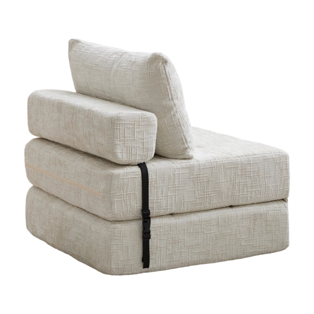 Divano letto pieghevole con cuscini; 79x180x18 cm; Chenille beige