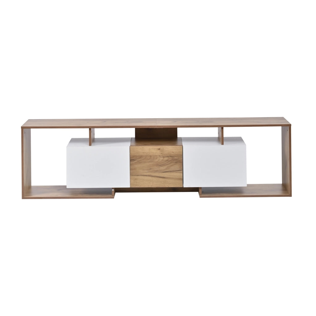 Mobile porta TV bianco e legno naturale 180 cm